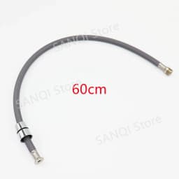50cm/60cm/85cm F1/2 M15*1 Nylon Braided Flexible Water Hose For Kitchen Pull Out Faucet Hose Spinning Tube Black Gray Plumbing