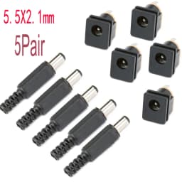 10PCS DC Connector 5.5x2.1mm 3.5x1.3mm DC Power Plug Male Female Jack Socket Nut Panel Mount DC Power Adapter Connectors 5.5*2.1
