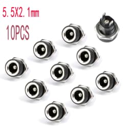 10PCS DC Connector 5.5x2.1mm 3.5x1.3mm DC Power Plug Male Female Jack Socket Nut Panel Mount DC Power Adapter Connectors 5.5*2.1
