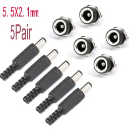 10PCS DC Connector 5.5x2.1mm 3.5x1.3mm DC Power Plug Male Female Jack Socket Nut Panel Mount DC Power Adapter Connectors 5.5*2.1