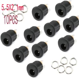 10PCS DC Connector 5.5x2.1mm 3.5x1.3mm DC Power Plug Male Female Jack Socket Nut Panel Mount DC Power Adapter Connectors 5.5*2.1