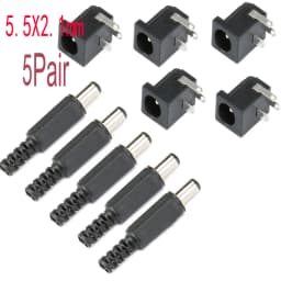 10PCS DC Connector 5.5x2.1mm 3.5x1.3mm DC Power Plug Male Female Jack Socket Nut Panel Mount DC Power Adapter Connectors 5.5*2.1