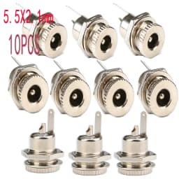 10PCS DC Connector 5.5x2.1mm 3.5x1.3mm DC Power Plug Male Female Jack Socket Nut Panel Mount DC Power Adapter Connectors 5.5*2.1