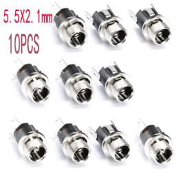 10PCS DC Connector 5.5x2.1mm 3.5x1.3mm DC Power Plug Male Female Jack Socket Nut Panel Mount DC Power Adapter Connectors 5.5*2.1
