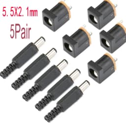 10PCS DC Connector 5.5x2.1mm 3.5x1.3mm DC Power Plug Male Female Jack Socket Nut Panel Mount DC Power Adapter Connectors 5.5*2.1