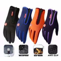 Warm Winter Gloves Men Women Touchscreen Water-repellent Gloves Snowboard Windproof Outdoor Cycling Driving Zipper Sport Glove