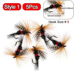 5Pieces Brass Beadhead Peacock Herl Buzzer Fly Ice Fishing Fly Lure Jig Nymph Larvea for Trout Perch Bluegill Fishing