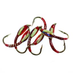 5Pieces Brass Beadhead Peacock Herl Buzzer Fly Ice Fishing Fly Lure Jig Nymph Larvea for Trout Perch Bluegill Fishing