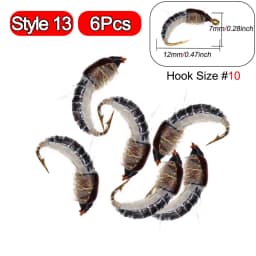 5Pieces Brass Beadhead Peacock Herl Buzzer Fly Ice Fishing Fly Lure Jig Nymph Larvea for Trout Perch Bluegill Fishing