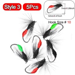 5Pieces Brass Beadhead Peacock Herl Buzzer Fly Ice Fishing Fly Lure Jig Nymph Larvea for Trout Perch Bluegill Fishing