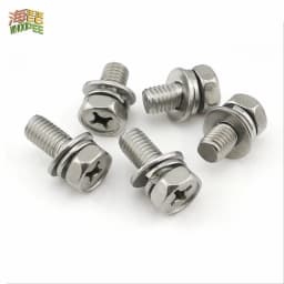5/50pc M3 M4 M5 M6 M8 Stainless Steel Cross Phillips External Hex Hexagon Head SEM Screw Flat Washer Spring Gasket Assemble Bolt