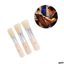 3Pcs Wooden Stencil Bristles Brushes Set Template Round Head For Oil Painting Watercolor Painting Project DIY Art Craft Project
