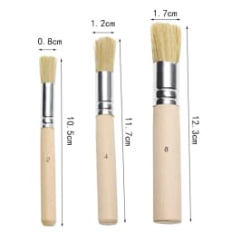 3Pcs Wooden Stencil Bristles Brushes Set Template Round Head For Oil Painting Watercolor Painting Project DIY Art Craft Project