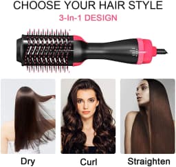 Hot Air Brush One Step Hair Dryer & Volumizer Hair Dryer Brush Negative Ion Generator For Straightening & Curling Hot Air Paddle