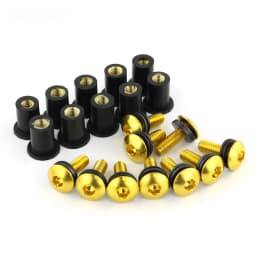 10pcs/Set Kit Motorcycle M5 15mm Metric Rubber Well Nuts Windscreen Fairing Cowl Anodized Aluminum Moto Screws Bolts