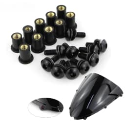 10pcs/Set Kit Motorcycle M5 15mm Metric Rubber Well Nuts Windscreen Fairing Cowl Anodized Aluminum Moto Screws Bolts
