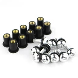 10pcs/Set Kit Motorcycle M5 15mm Metric Rubber Well Nuts Windscreen Fairing Cowl Anodized Aluminum Moto Screws Bolts