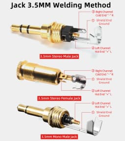 Neutrik's REAN Gold-plated Jack 3.5mm 3Pole Female Plug 1/8″ Headphone Notebook Microphone Audio Interface Extension Cable Plug