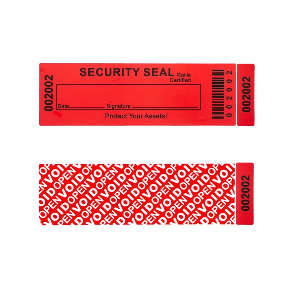 100% Total Transfer Tamper Evident Labels Security Warranty Void Stickers Red Large 35*120 Mm Triple Serial Numbers Seal Sticker