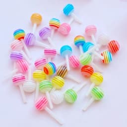 40Pcs New Cute Mixed Little Lollipop Resin Figurine Crafts Flatback Cabochon Ornament Jewelry Making Hairwear Accessories