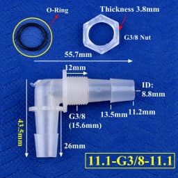 5~200pcs M6~G1/2 To 2.4-11.1mm PP Pagoda Elbow Connector+Nut O-Ring Irrigation Aquarium Tank Adapter Irrigation Water Hose Joint