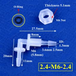 5~200pcs M6~G1/2 To 2.4-11.1mm PP Pagoda Elbow Connector+Nut O-Ring Irrigation Aquarium Tank Adapter Irrigation Water Hose Joint