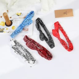 Boho Bow Headbands for Women Vintage Paisley Bandana Flower Printed Hairband Elastic Rabbit ear Head Wrap Cute Hair Accessories