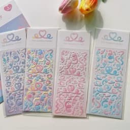 MINKYS New Arrival 3pcs 6pcs Kawaii Bear Ribbon Laser Bling Stickers DIY Scrapbook Stickers Confetti Decoration DIY Photo Frame