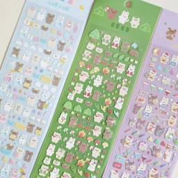 MINKYS New Arrival 3pcs 6pcs Kawaii Bear Ribbon Laser Bling Stickers DIY Scrapbook Stickers Confetti Decoration DIY Photo Frame