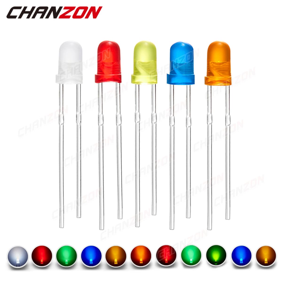 Diffused 3mm Led Diode Kit White Red Green Blue Yellow Orange 2V 3V 3 mm F3 Bulb Light Emitting Assortment Set Diy PCB Arduino