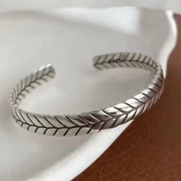 PANJBJ 925 Sterling Silver Feather Adjustable Couple Bangle Gothic Punk Design Women Jewelry Gift Lucky Bracelet Dropshipping