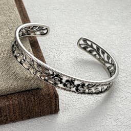 PANJBJ 925 Sterling Silver Feather Adjustable Couple Bangle Gothic Punk Design Women Jewelry Gift Lucky Bracelet Dropshipping