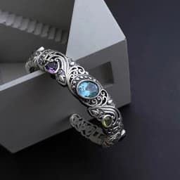 PANJBJ 925 Sterling Silver Feather Adjustable Couple Bangle Gothic Punk Design Women Jewelry Gift Lucky Bracelet Dropshipping