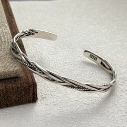 PANJBJ 925 Sterling Silver Feather Adjustable Couple Bangle Gothic Punk Design Women Jewelry Gift Lucky Bracelet Dropshipping