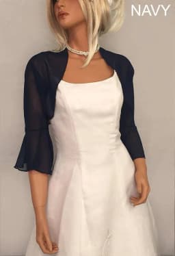 Chiffon Bolero Wedding Jacket 3/4 Bell Sleeve Shrug Wedding Wrap Bridal Cover Up Plus Size Women's Cape Custom made