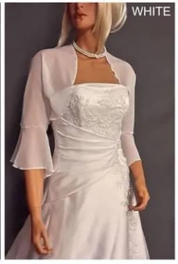 Chiffon Bolero Wedding Jacket 3/4 Bell Sleeve Shrug Wedding Wrap Bridal Cover Up Plus Size Women's Cape Custom made