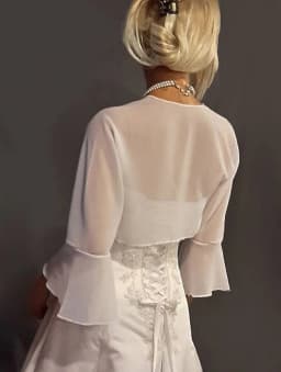 Chiffon Bolero Wedding Jacket 3/4 Bell Sleeve Shrug Wedding Wrap Bridal Cover Up Plus Size Women's Cape Custom made