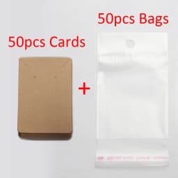 50Sets Earring Cards and 50pcs Bags Necklace Earring Display Cards Self-Seal Bags Kraft Paper Card for DIY Jewelry Packaging