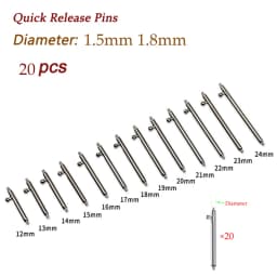 20pcs Watch Band Full Stainless Steel Spring Bars 12 13 14 15 16 17 18 19 20 21 22 24mm Quick Release Strap Link Pin 1.5mm 1.8mm