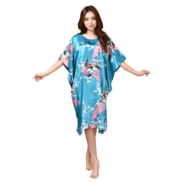 Sexy Female Silk Rayon Robe Bath Gown Nightgown Summer Casual Home Dress Printed Loose Sleepwear Plus Size Nightwear Bathrobe