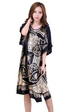 Sexy Female Silk Rayon Robe Bath Gown Nightgown Summer Casual Home Dress Printed Loose Sleepwear Plus Size Nightwear Bathrobe
