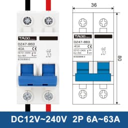DC 12V 24V 48V 36V 72V MCB Battery Car Protector Mini Circuit Breaker DZ47 Positive And Negative Pole Protection Switch Isolator