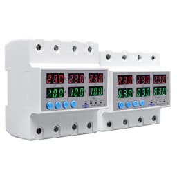 Din Rail 3 Phase Voltage Relay 3P+N Voltmeter Ammeter Over and Under Voltage Monitor Relays Protector Adjust Current Overvoltage