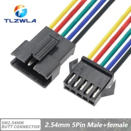 10PCS JST SM 2/3/4/5/6Pins 2.54MM Plug Male to Female Wire Connector cable pigtail Plug LED Connecting line 20cm Long