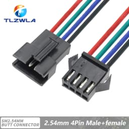 10PCS JST SM 2/3/4/5/6Pins 2.54MM Plug Male to Female Wire Connector cable pigtail Plug LED Connecting line 20cm Long