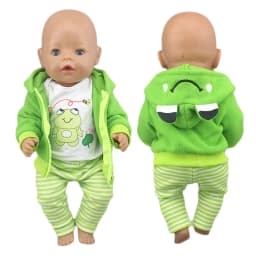 2023 New Cute Frog Suits Fit For 43cm Baby Doll 17 Inch Reborn Baby Doll Clothes