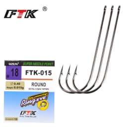 FTK Long Shank Fishing Hook High Carbon Steel Baithook Black Chrome Ringed Marine Sharp Barbed Hook for Fishing Accessories