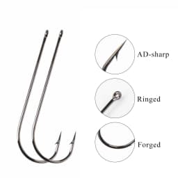 FTK Long Shank Fishing Hook High Carbon Steel Baithook Black Chrome Ringed Marine Sharp Barbed Hook for Fishing Accessories