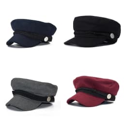 Fashion Women Men Spring Autumn Sailor Black Ladies Beret Top Captain Cap Travel Octagonal Hat