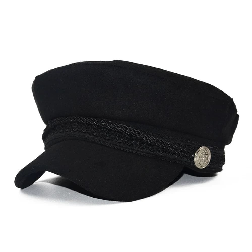 Fashion Women Men Spring Autumn Sailor Black Ladies Beret Top Captain Cap Travel Octagonal Hat